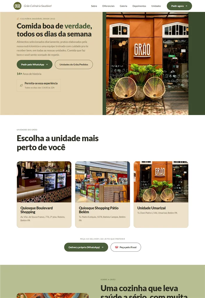 Projeto — restaurante Grão Culinária Saudável